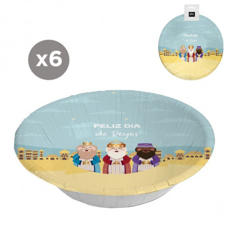 Bols en carton 6 unités 17,5 cm Rois Mages Noël