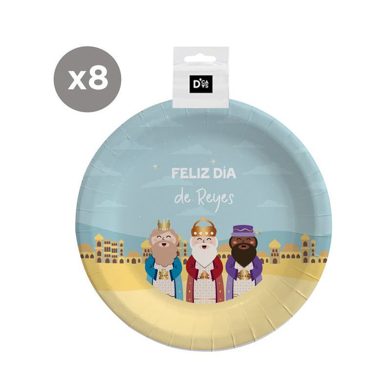 Plats en carton 8 unités 18cm Rois Mages Noël