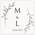 Autocollant personnalisé 5 x 5 cm avec initiales pour mariage