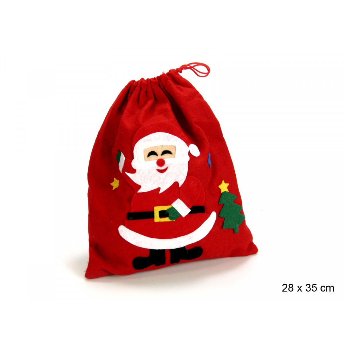 Sac de Noël décoré avec une figurine en tissu pour Noël