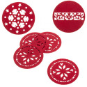 Sous-verres de Noël en feutre rouge découpé, 4 unités pour décoration