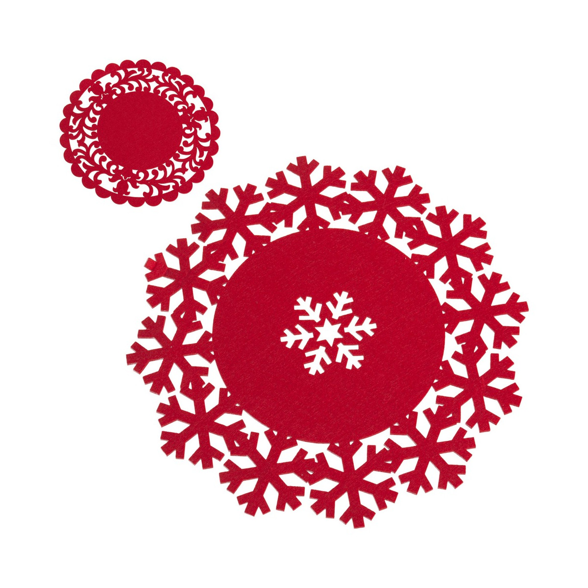 Sous-plat de Noël en feutre rouge découpé pour décoration
