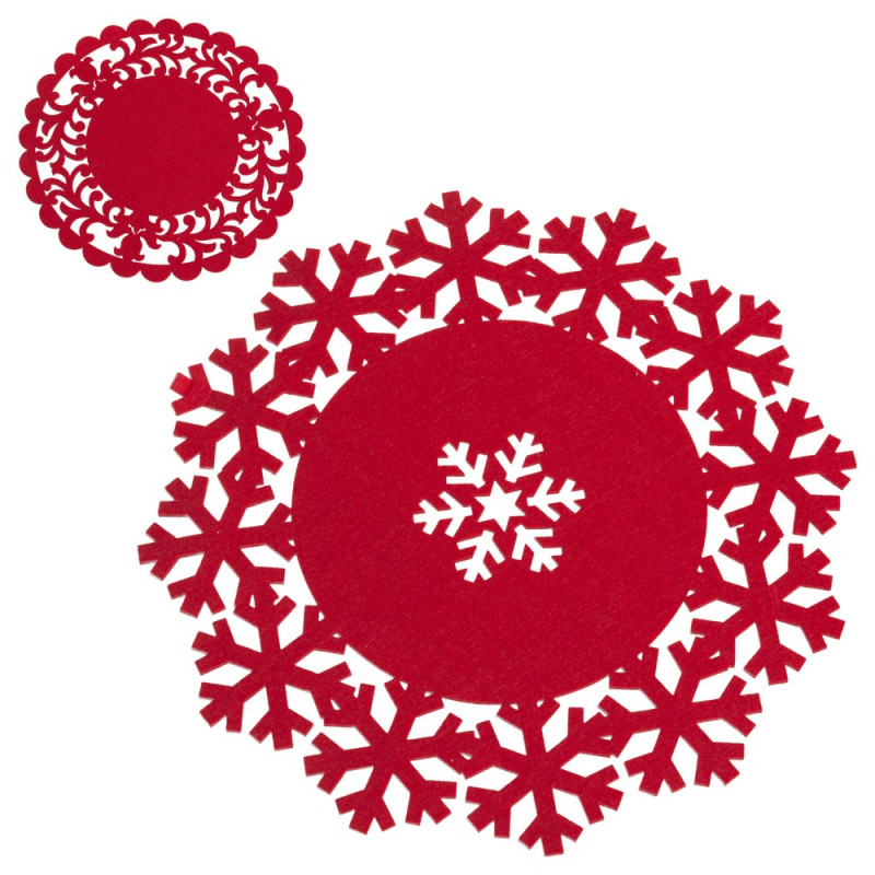 Sous-plat de Noël en feutre rouge découpé pour décoration