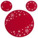Set de table de Noël rond en feutre rouge avec détails découpés pour la décoration