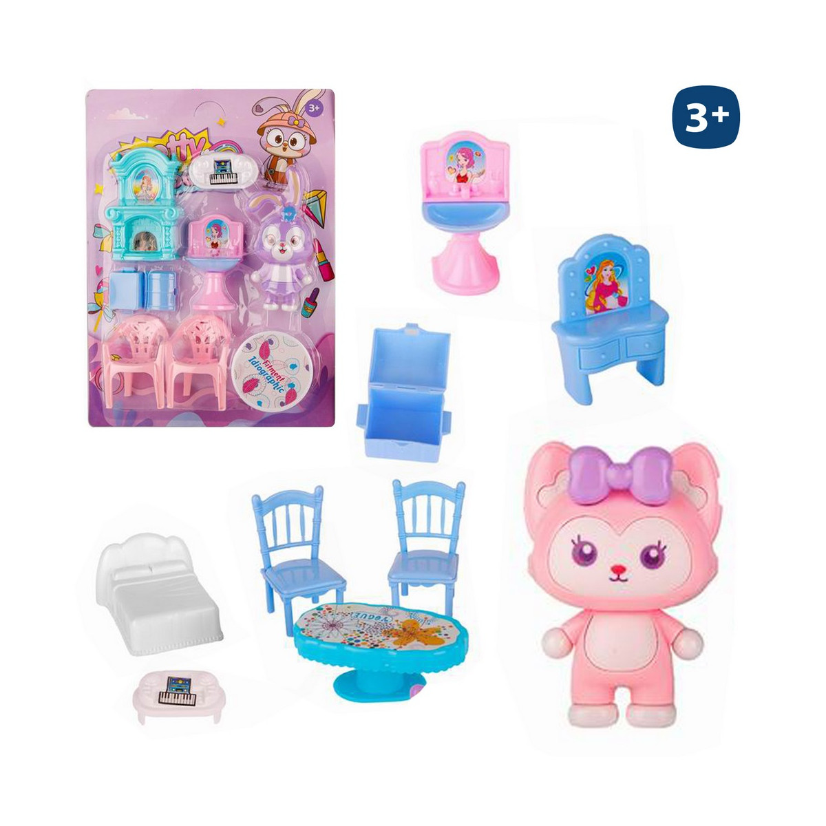 Figurine de mascotte avec accessoires de mobilier Pretty Girl