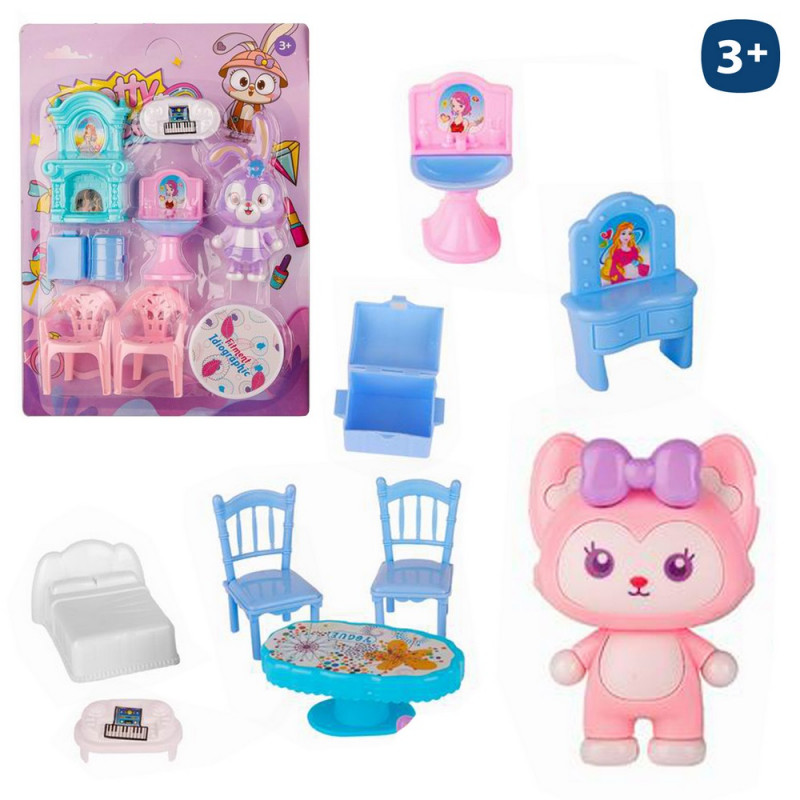 Figurine de mascotte avec accessoires de mobilier Pretty Girl