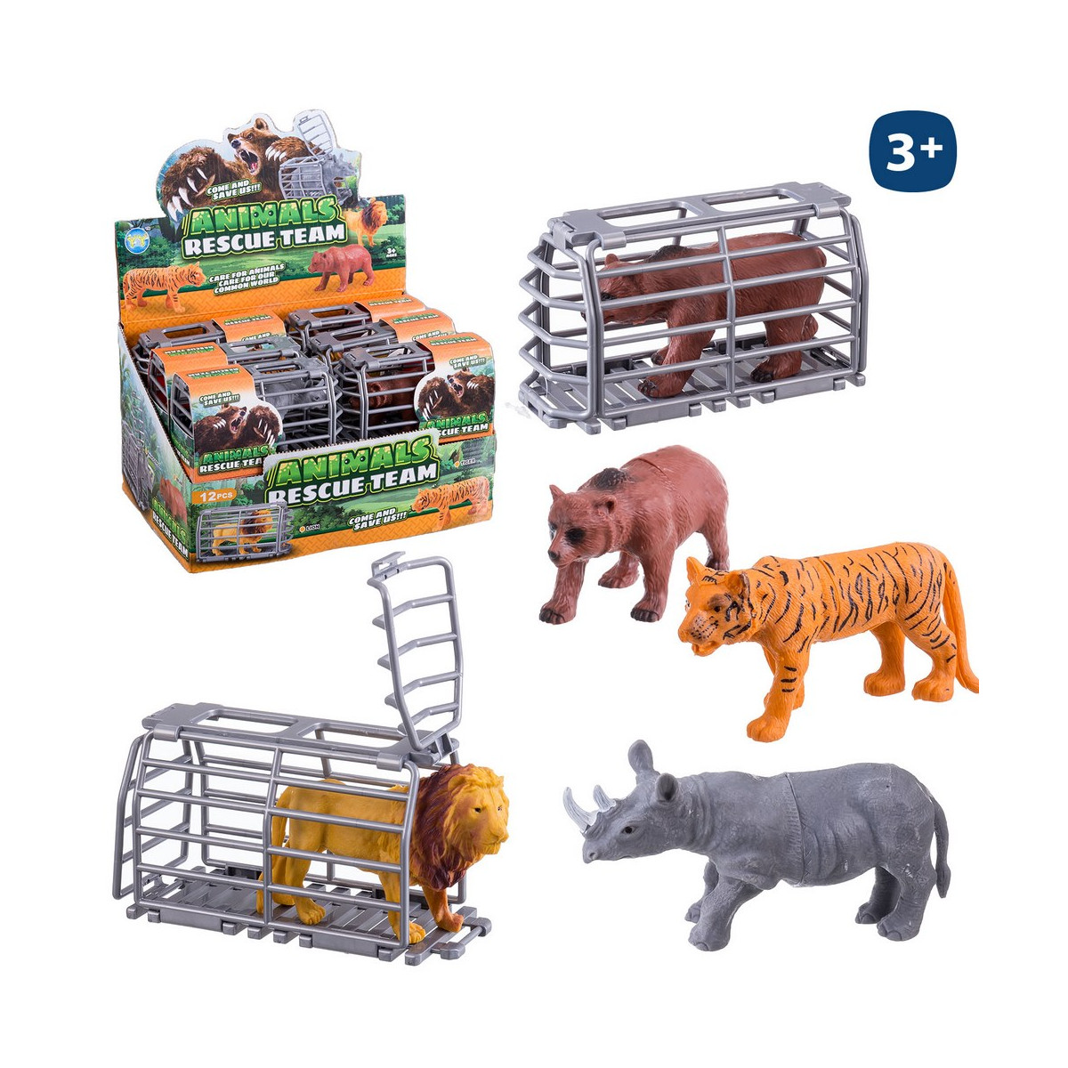 Figurine d'animal avec cage de sauvetage pour garçons et filles