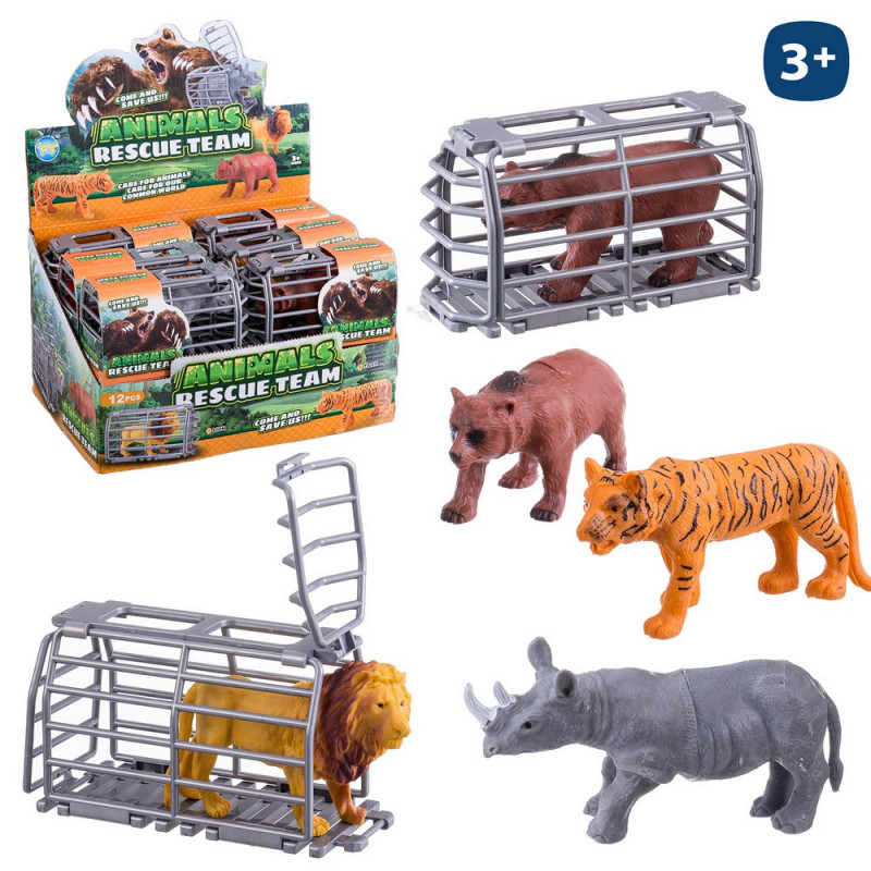 Figurine d'animal avec cage de sauvetage pour garçons et filles