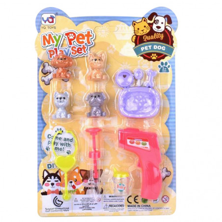 Jouets mini animaux de compagnie avec instruments de vétérinaire pour jouer