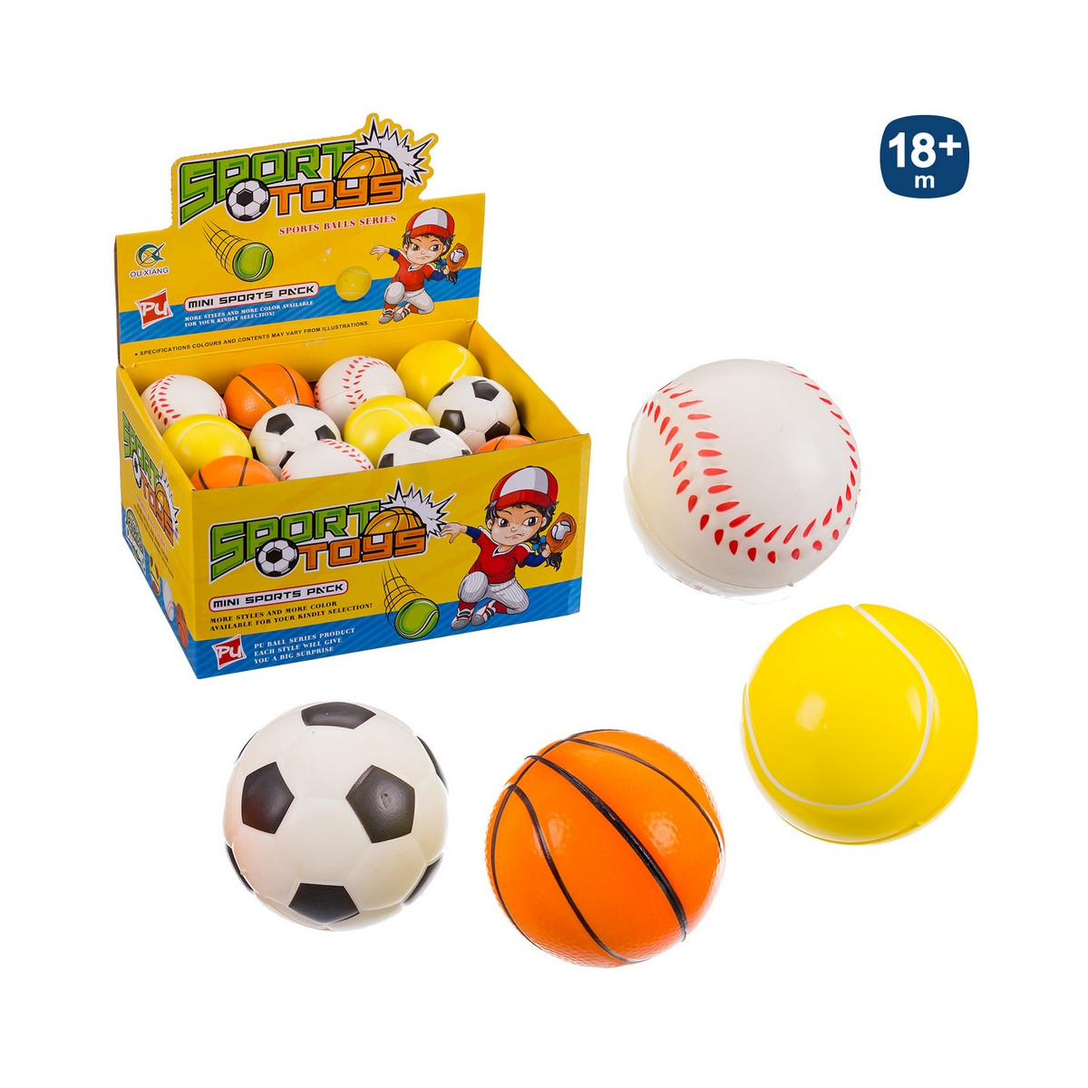 Balle en mousse style sport pour jouer ou anti-stress