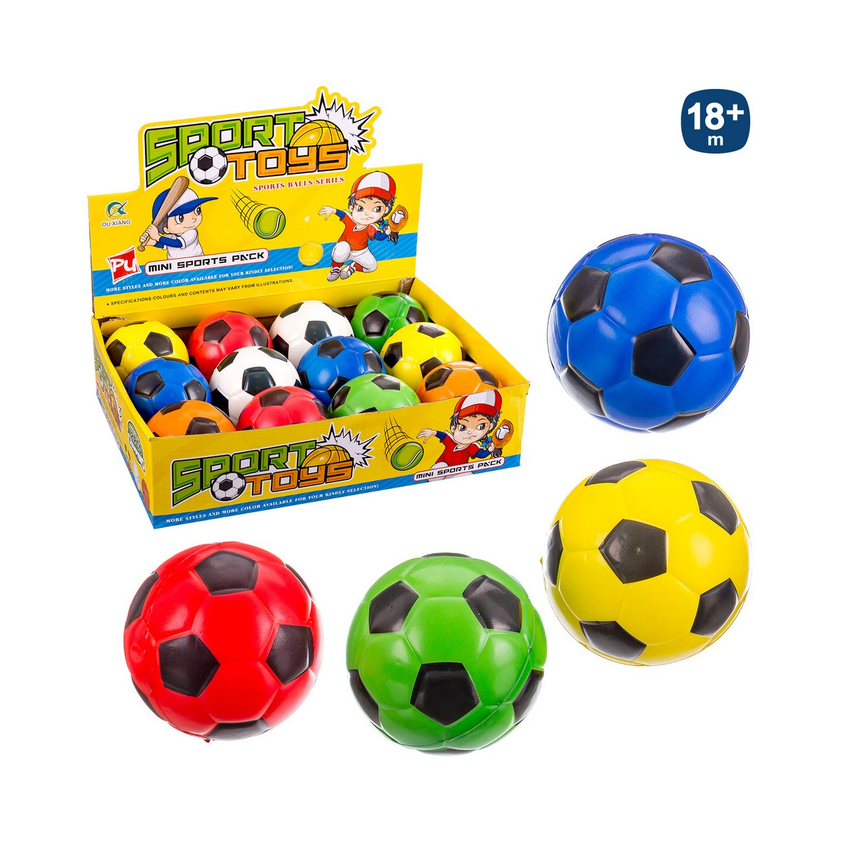 Balle en mousse design football couleurs 10cm. pour jouer
