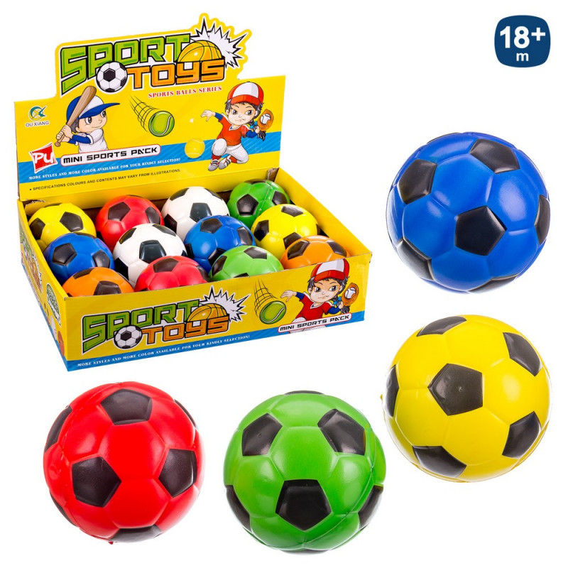 Balle en mousse design football couleurs 10cm. pour jouer