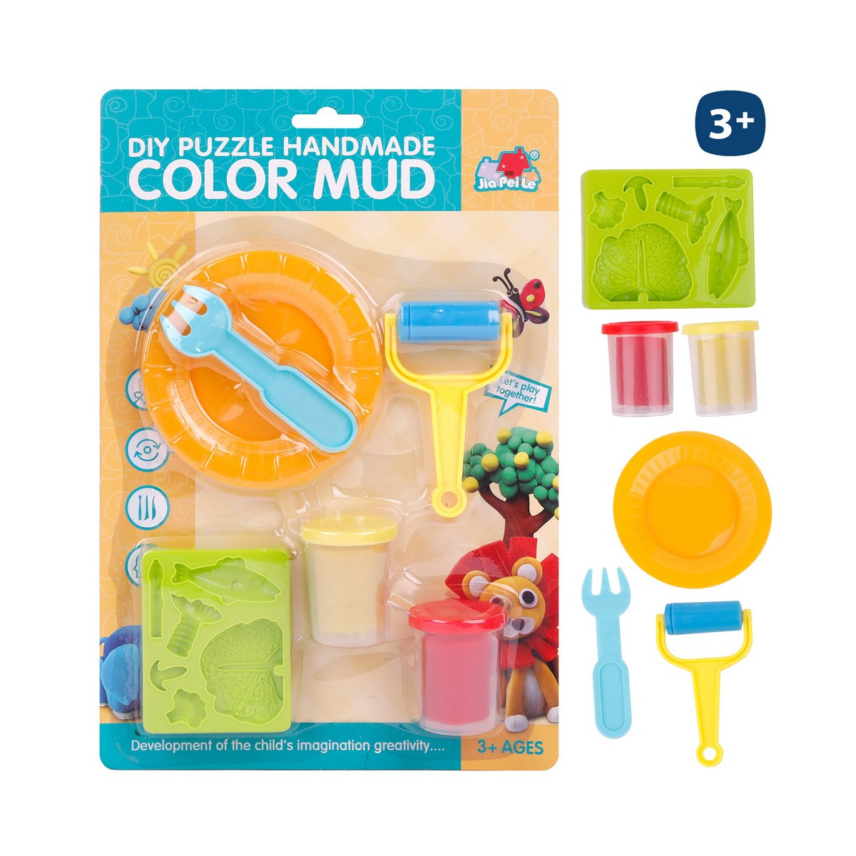 Pâte à modeler 2 pots avec accessoires pour jouer