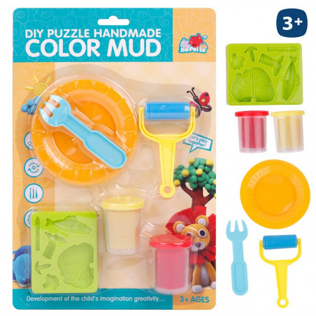 Pâte à modeler 2 pots avec accessoires pour jouer