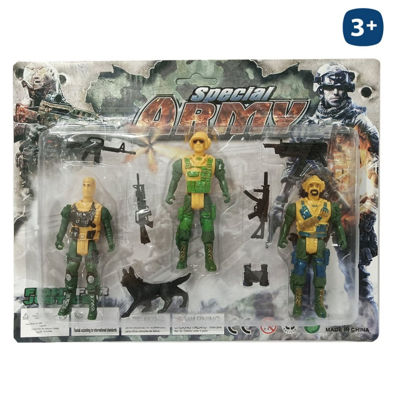 Figurines militaires 3 unités de soldats avec accessoires pour jouer