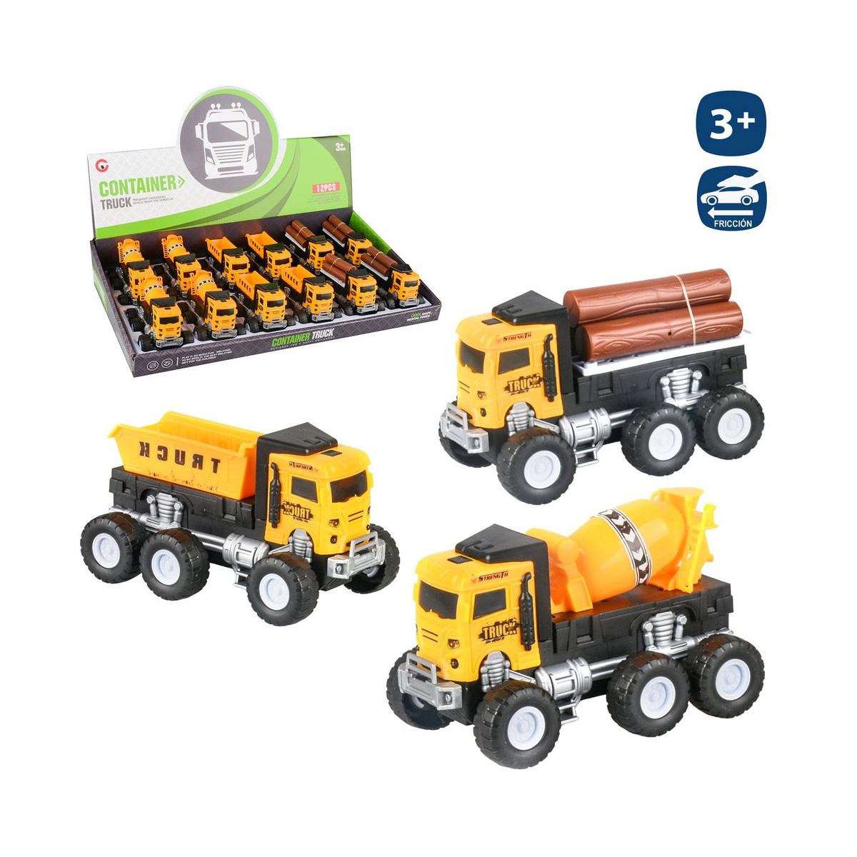 Camion de jouet de construction avec 6 roues méga friction