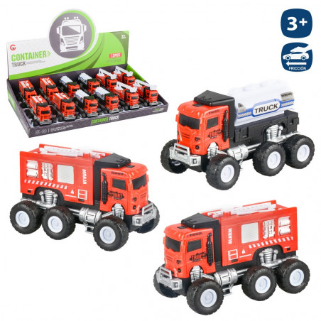 Camion de pompier jouet avec 6 méga roues à friction