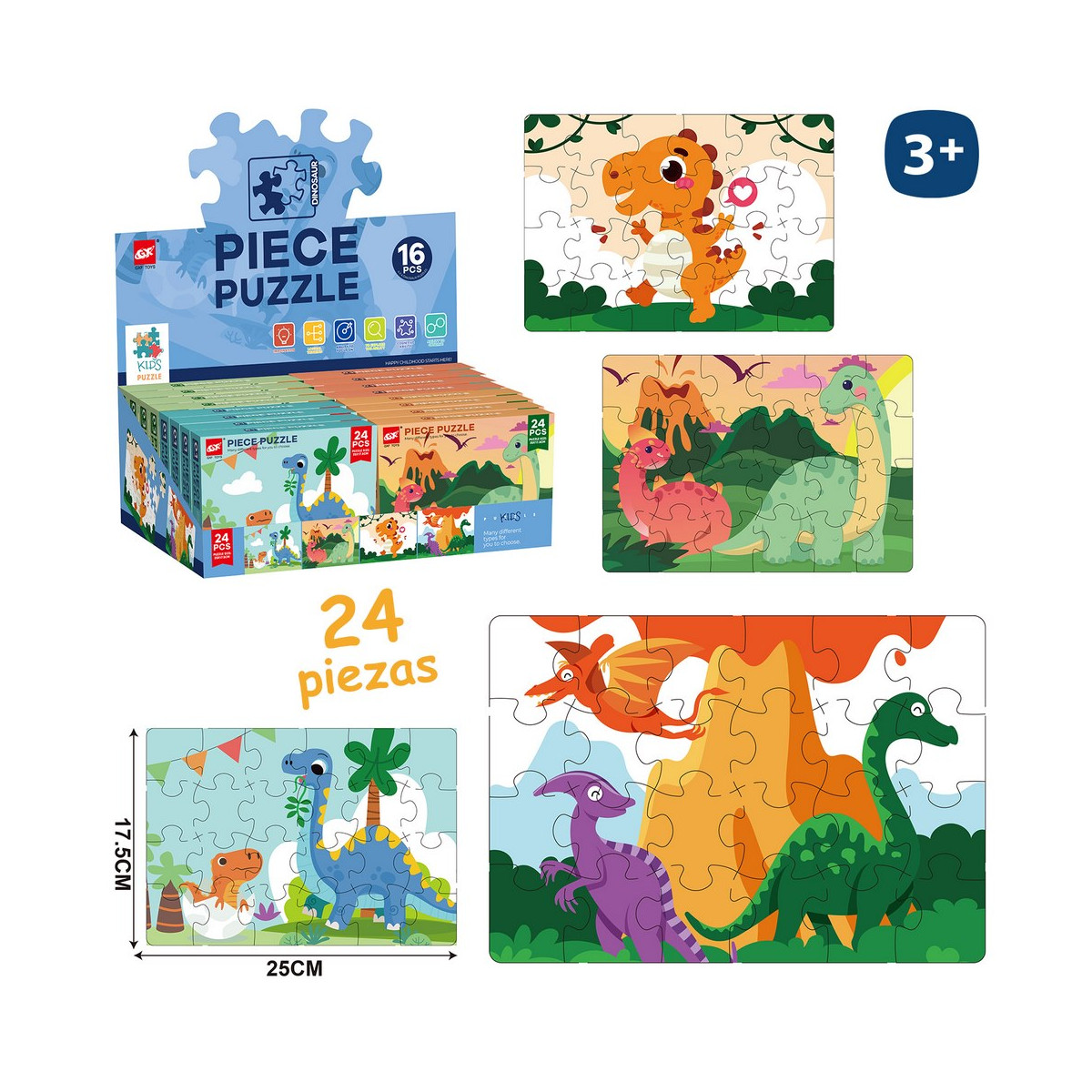 Puzzle de 24 pièces dinosaures enfantin
