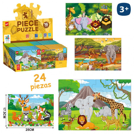 Puzzle de 24 pièces animaux sauvages jungle enfant
