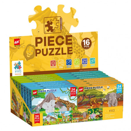 Puzzle de 24 pièces animaux sauvages jungle enfant