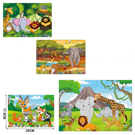 Puzzle de 24 pièces animaux sauvages jungle enfant