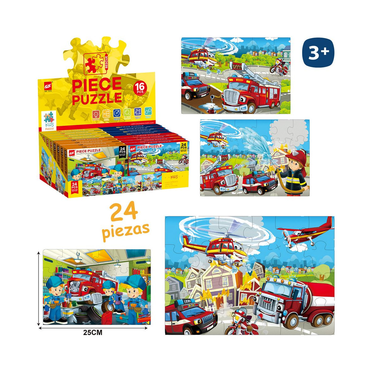 Puzzle de 24 pièces pompiers pour enfant à offrir