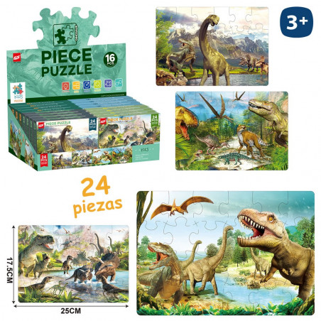 Puzzle de 24 pièces de dinosaures réalistes pour enfants à offrir