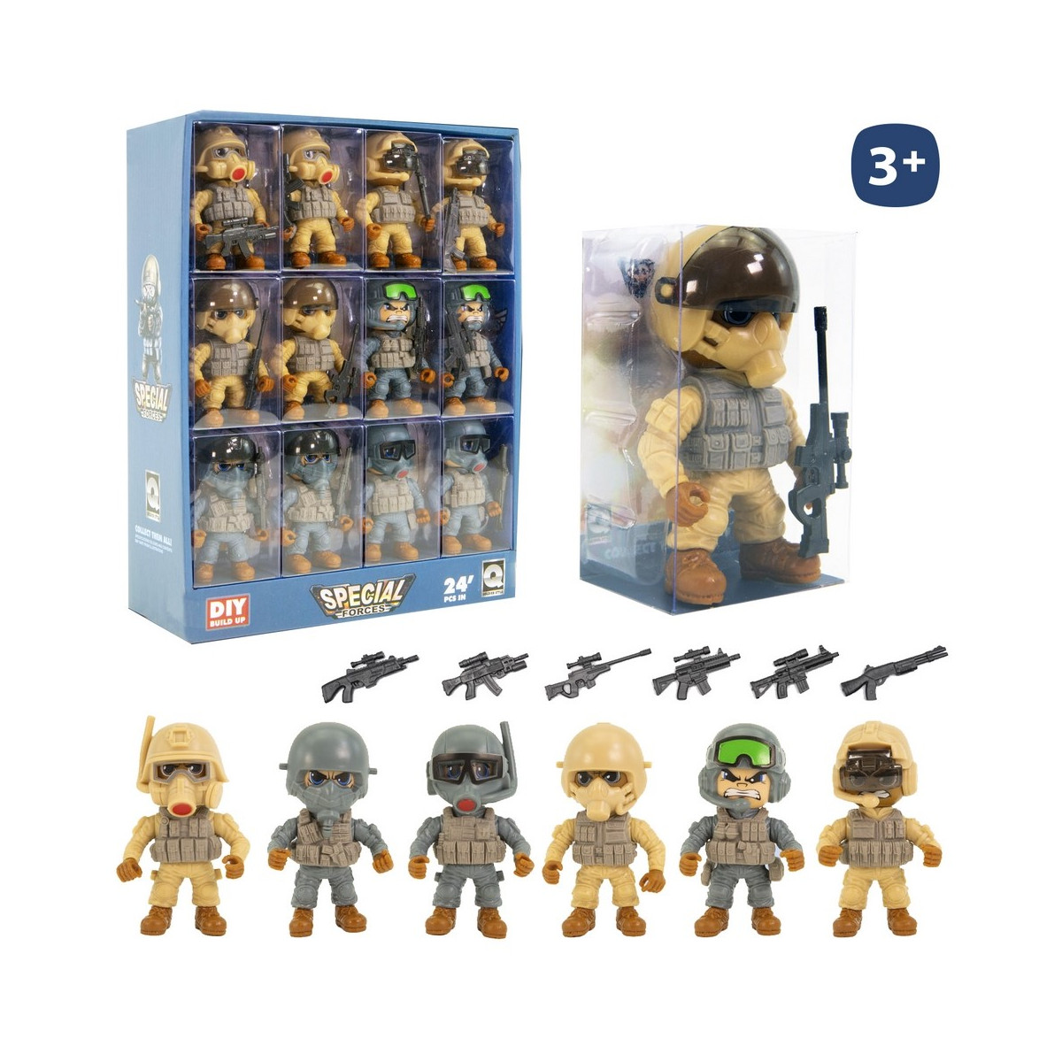 Figurine militaire articulée de soldat en jouet avec accessoires