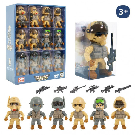 Figurine militaire articulée de soldat en jouet avec accessoires