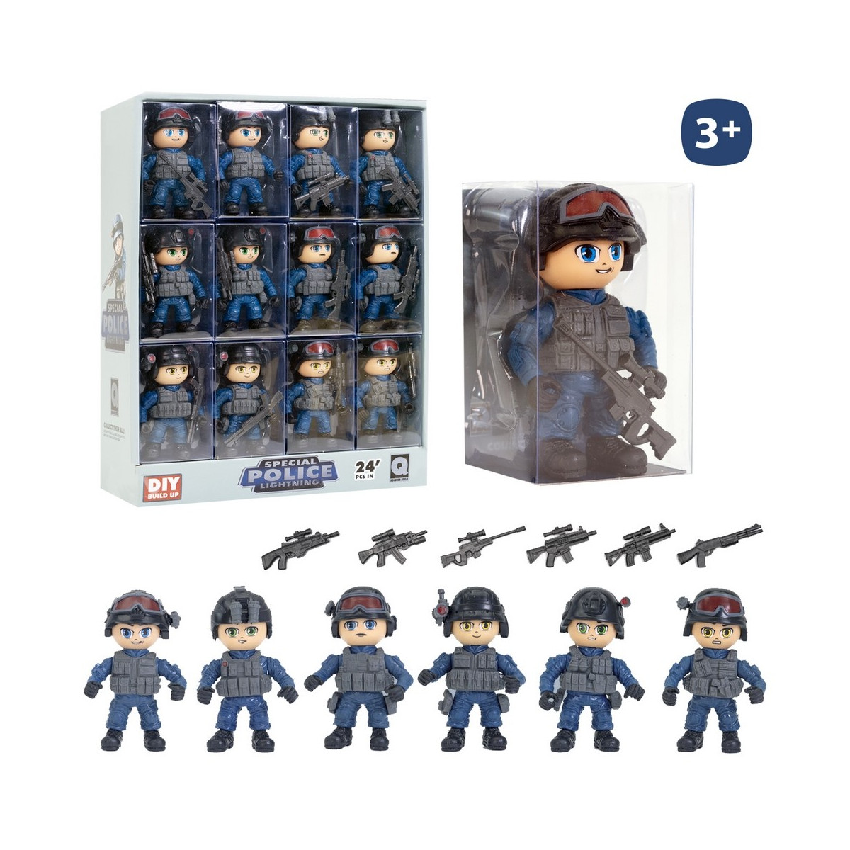 Figurine de policier en jouet articulé avec accessoires