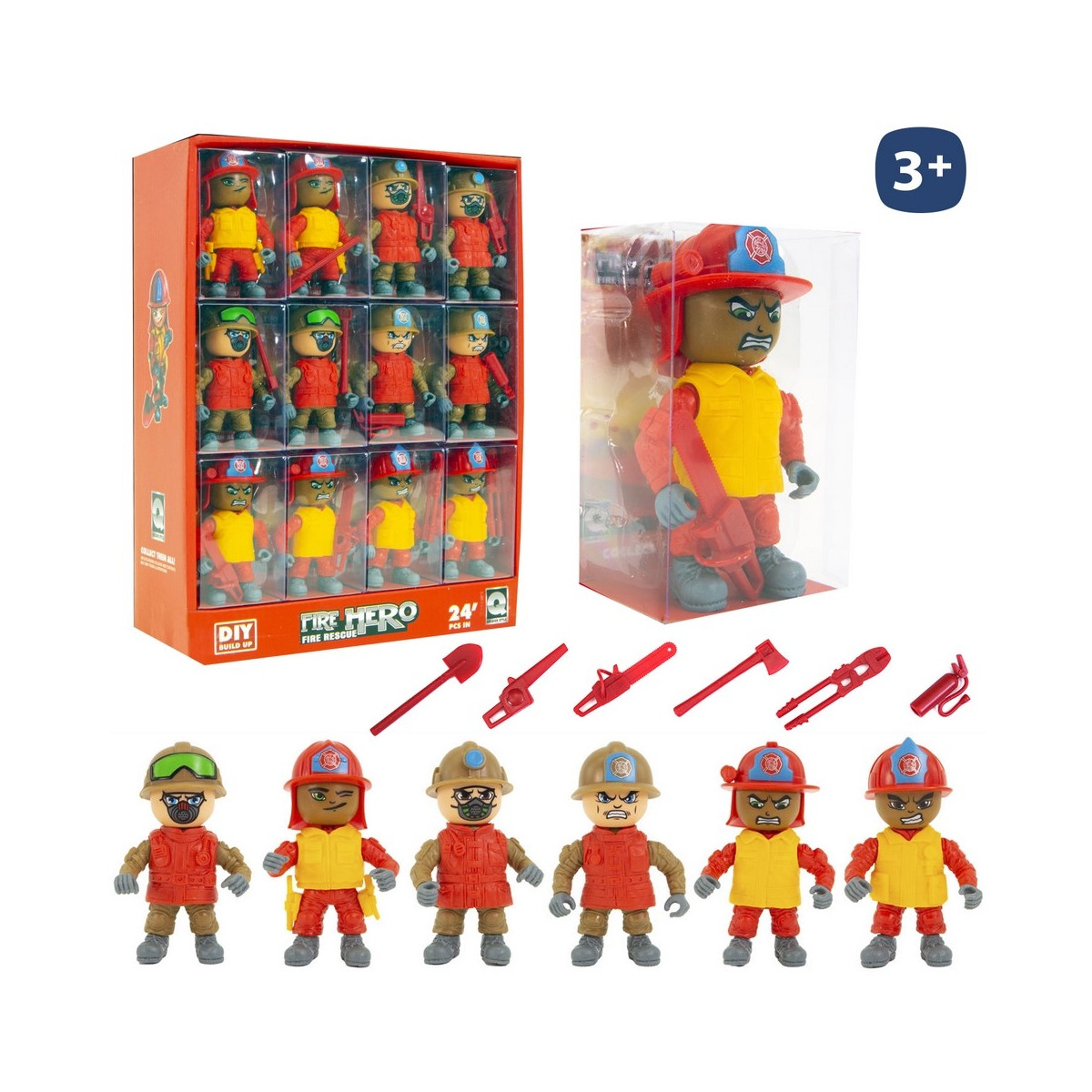 Figurine de pompier articulée avec accessoires