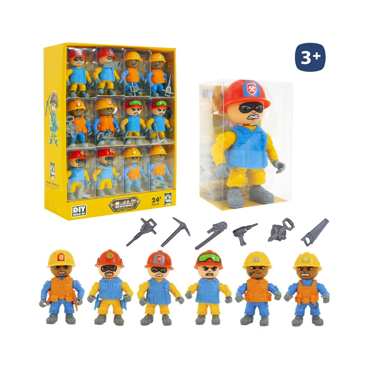 Ouvrier de jouet figurine articulée travaux publics avec accessoires