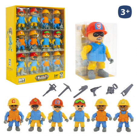 Ouvrier de jouet figurine articulée travaux publics avec accessoires