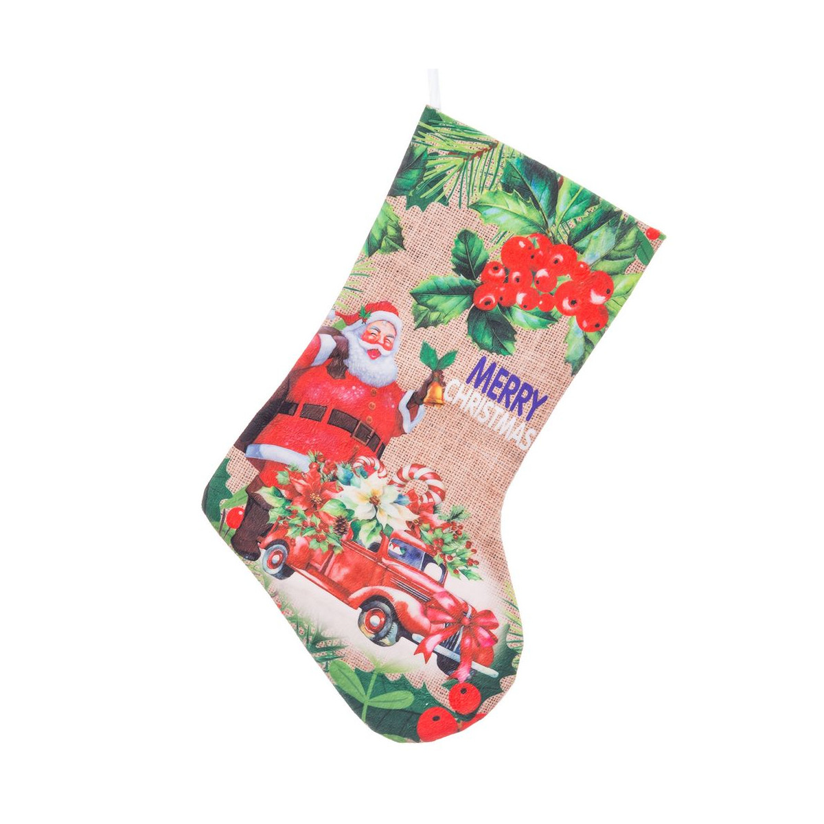 Chaussette Noël rustique Père Noël