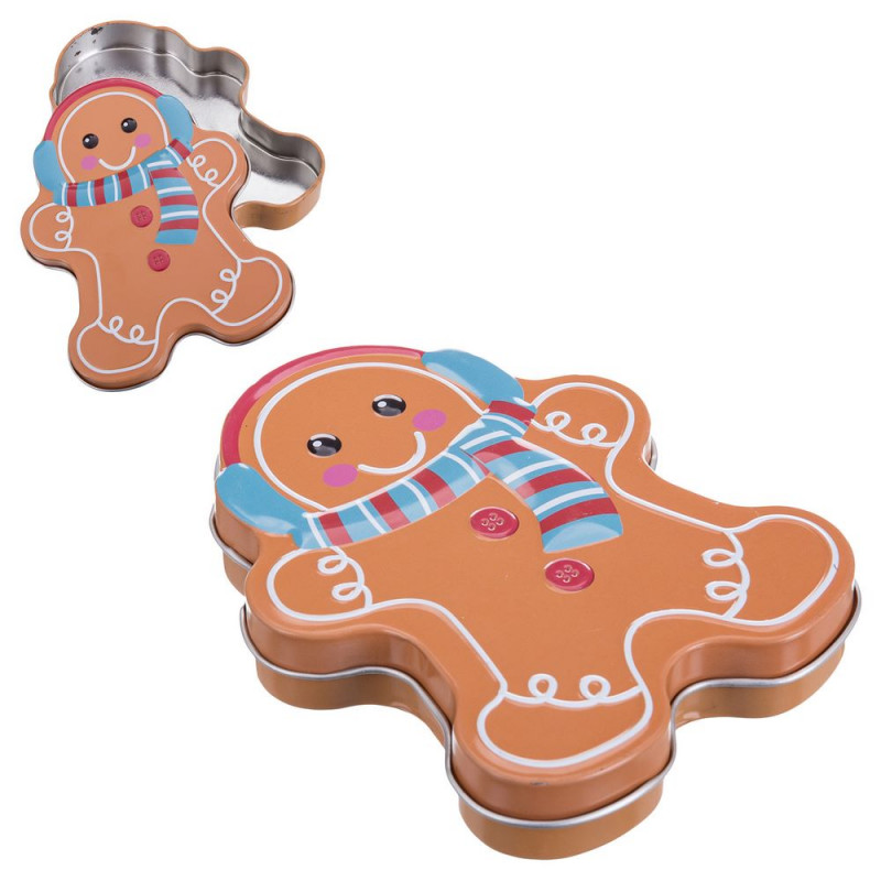 Boîte métallique de Noël en forme de bonhomme en pain d'épice