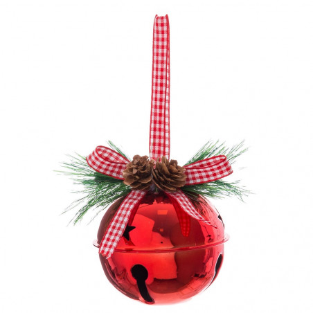 Ornement de Noël pour la porte en forme de cloche en métal rouge