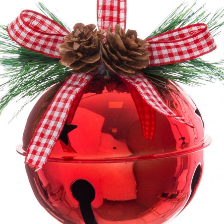 Ornement de Noël pour la porte en forme de cloche en métal rouge