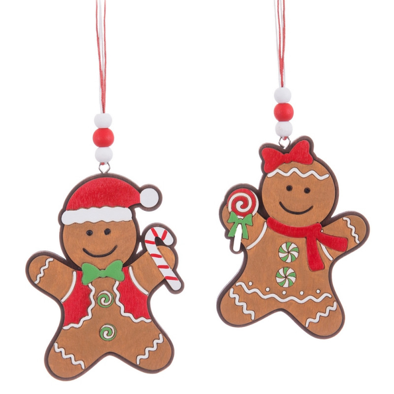 Pendentif en bois en forme de bonhomme en pain d'épice