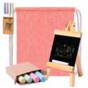 Tablette chevalet avec boîte de craies de couleurs dans un sac en coton pour les détails