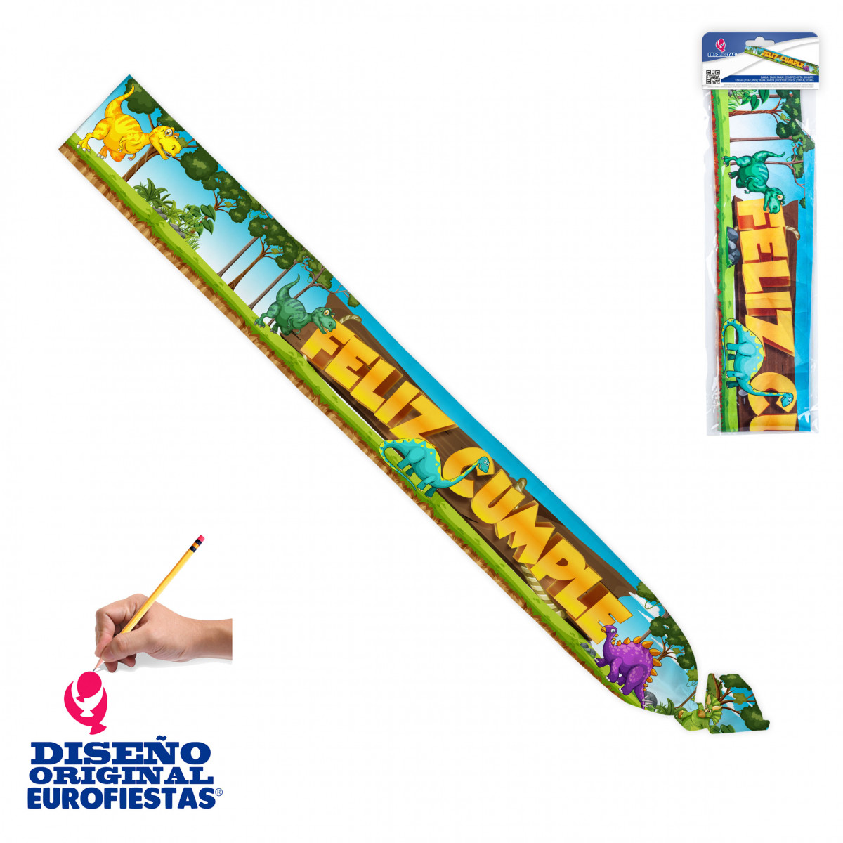 Bande "Joyeux Anniversaire" avec design de dinosaures Décoration enfantine pour les fêtes