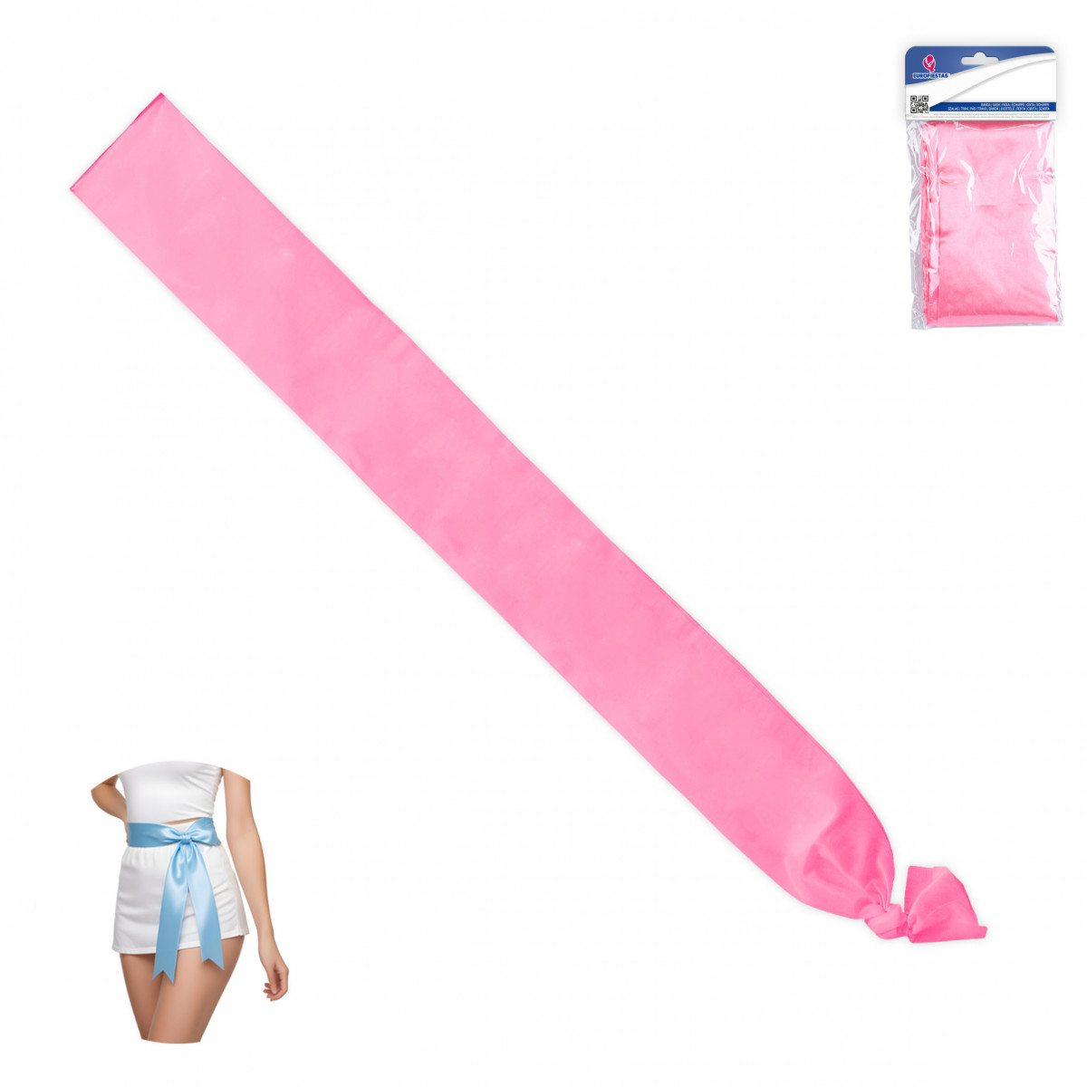 Bande rose lisse 200x9cm pour les fêtes