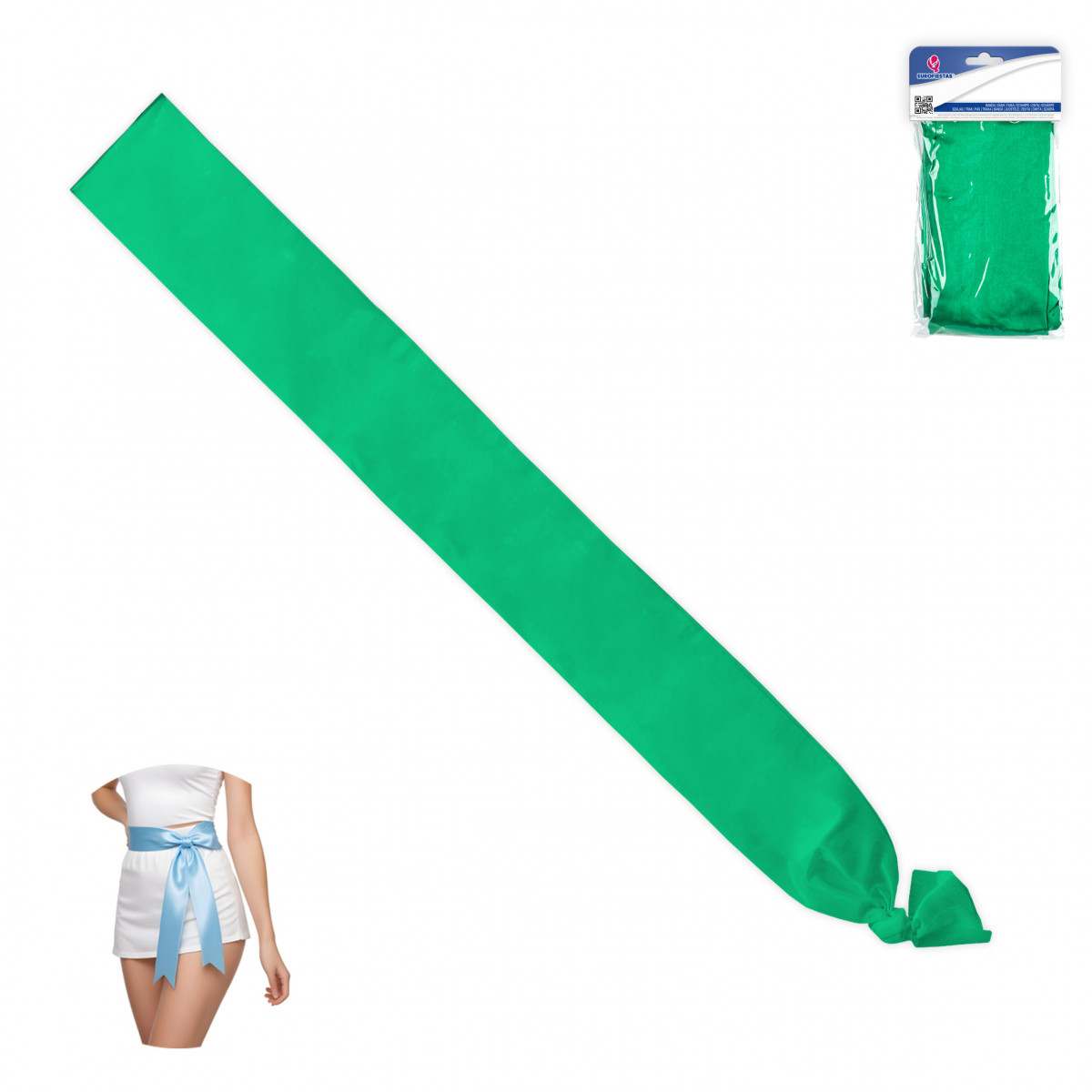 Bande lisse de couleur verte 200x9cm pour célébrations