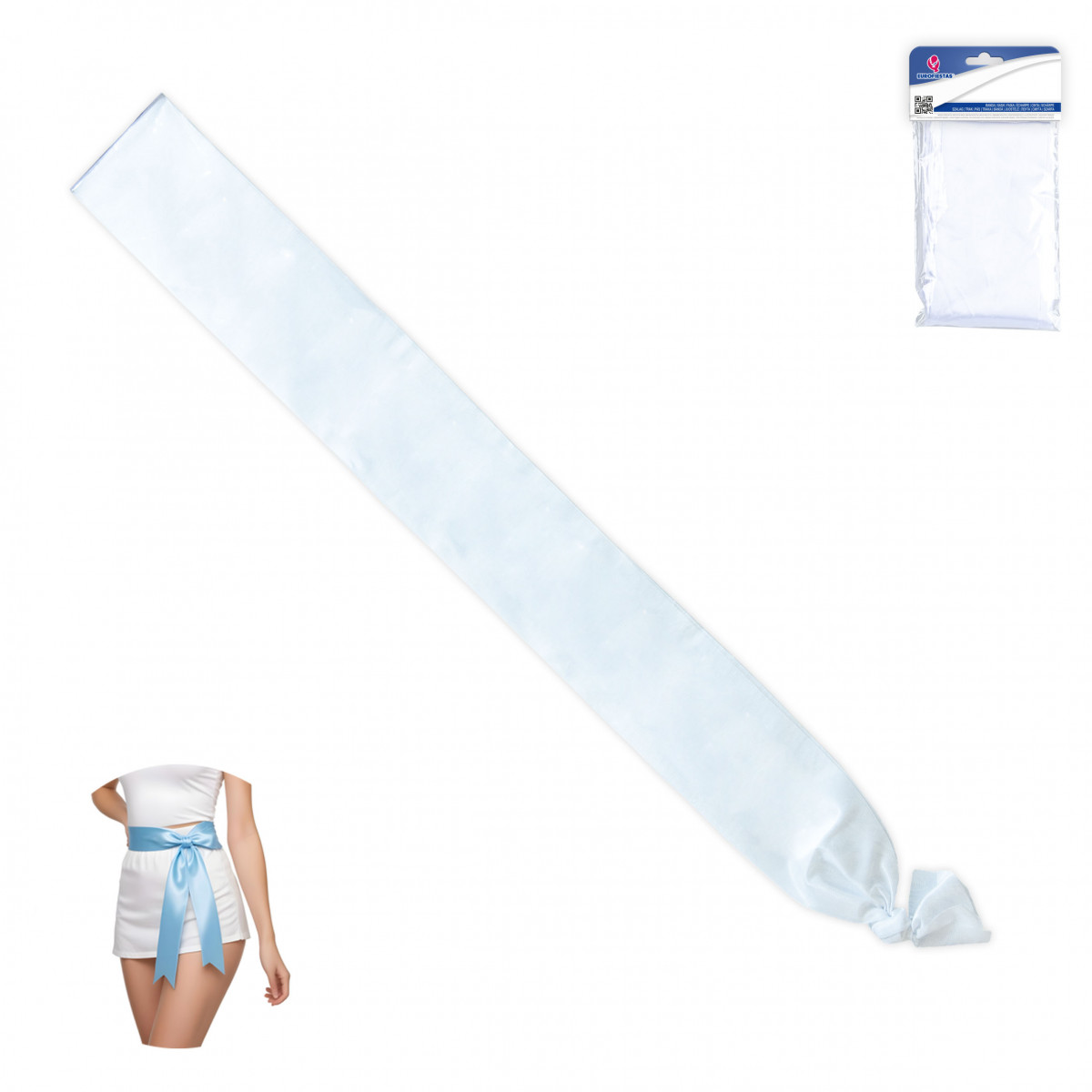 Bande lisse de couleur blanche 200x9cm pour célébrations
