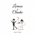 Adhésif carré personnalisé 5 x 5 cm avec dessin de mariés pour les détails de mariage