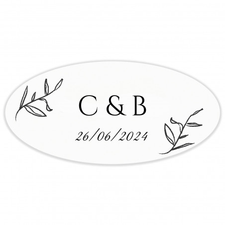 Autocollant initial personnalisé 4,2 x 2,2 cm ovale