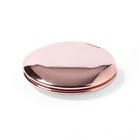 Miroir double or rose avec carte de rappel dans un sac en organza pour des détails