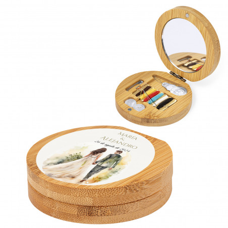 Kit de couture de poche en bambou avec support adhésif pour les mariés pour les mariages