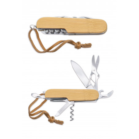 Couteau multi-usages en bambou avec adhésif personnalisable pour mariage