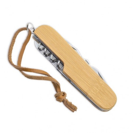 Couteau multi-usages en bambou avec adhésif personnalisable pour mariage
