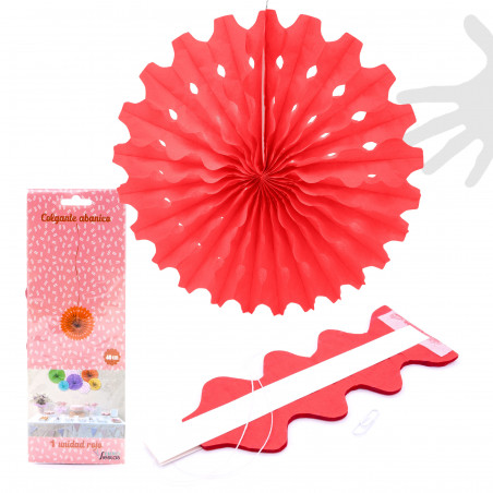 Guirlande suspendue en forme d'éventail rouge 40 cm. pour décorer